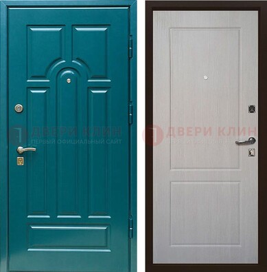Синяя железная дверь с МДФ в квартиру ДМ-396 в Кудрово