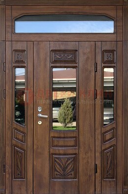 Парадная стальная дверь Винорит со стеклом и резьбой ДПР-97