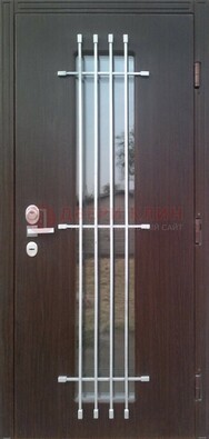 Современная стальная дверь с Виноритом стеклом и ковкой ДСК-262 в Тамбове