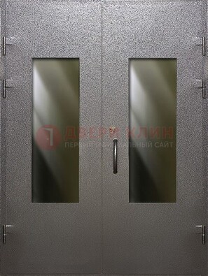 Серая тамбурная дверь со стеклянными вставками ДТМ-8 в Лыткарино